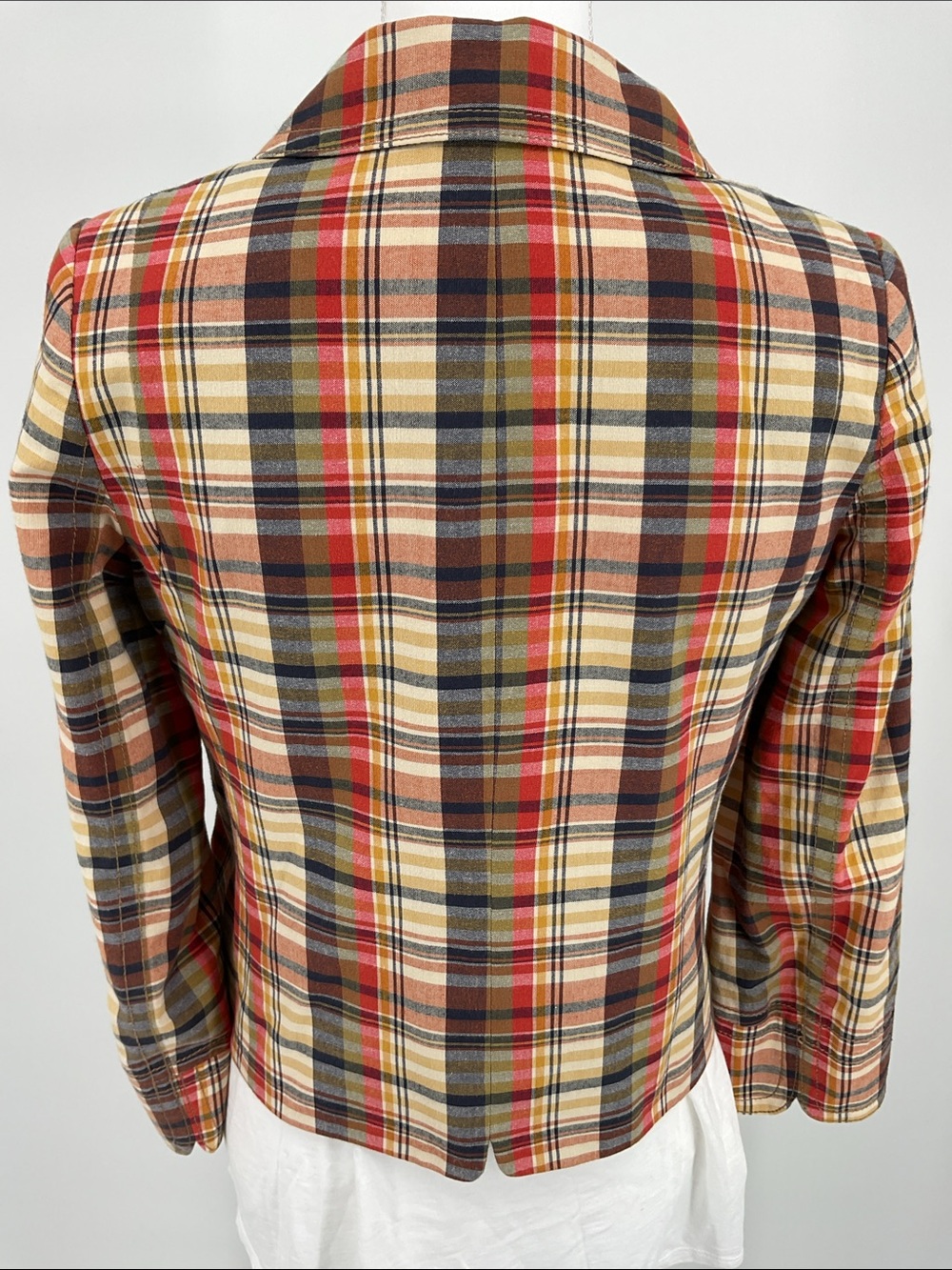 J.Crew Plaid Cropped Jacket Peter Pan Collar Cotton Fully Lined Size 4 - Picture 4 of 8